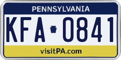 PA license plate KFA0841