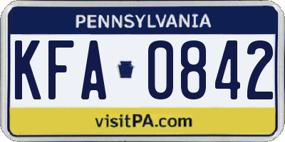 PA license plate KFA0842