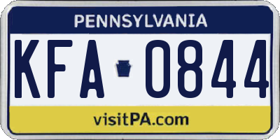 PA license plate KFA0844