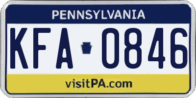 PA license plate KFA0846