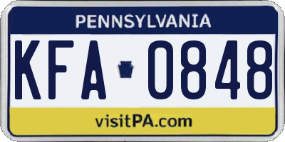 PA license plate KFA0848