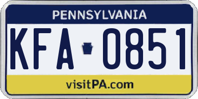PA license plate KFA0851