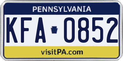 PA license plate KFA0852