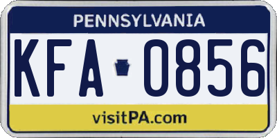 PA license plate KFA0856