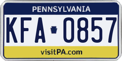 PA license plate KFA0857