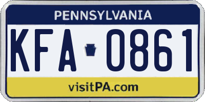 PA license plate KFA0861