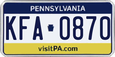 PA license plate KFA0870