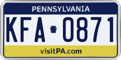 PA license plate KFA0871