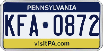 PA license plate KFA0872