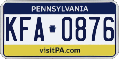 PA license plate KFA0876