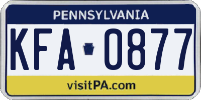 PA license plate KFA0877