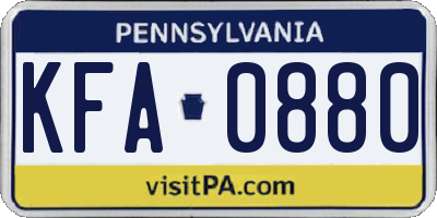 PA license plate KFA0880