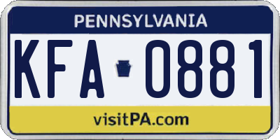 PA license plate KFA0881