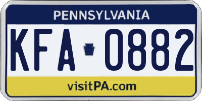 PA license plate KFA0882