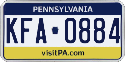 PA license plate KFA0884