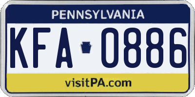 PA license plate KFA0886