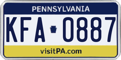 PA license plate KFA0887