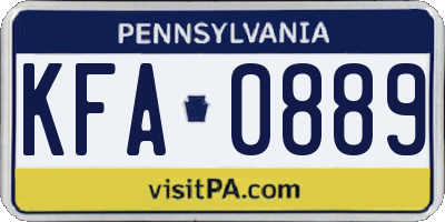 PA license plate KFA0889