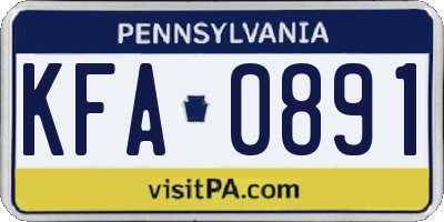 PA license plate KFA0891