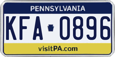 PA license plate KFA0896