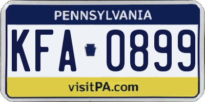 PA license plate KFA0899
