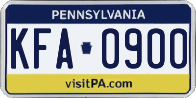 PA license plate KFA0900