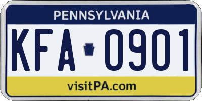 PA license plate KFA0901