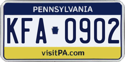 PA license plate KFA0902