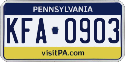 PA license plate KFA0903