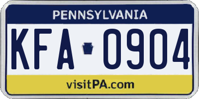 PA license plate KFA0904