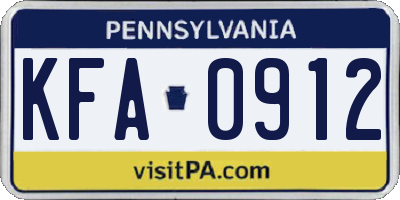 PA license plate KFA0912
