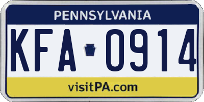 PA license plate KFA0914