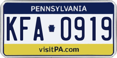 PA license plate KFA0919
