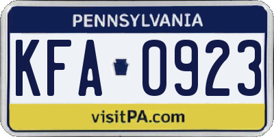 PA license plate KFA0923