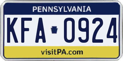PA license plate KFA0924