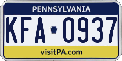 PA license plate KFA0937