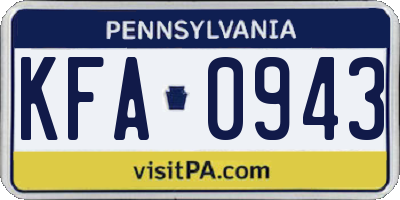 PA license plate KFA0943