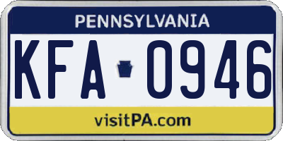 PA license plate KFA0946
