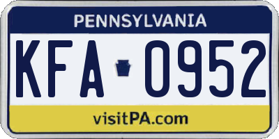 PA license plate KFA0952