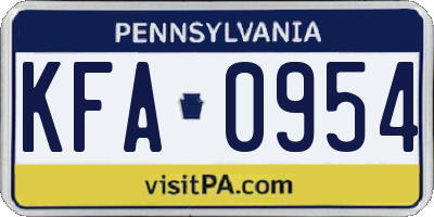PA license plate KFA0954