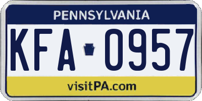 PA license plate KFA0957