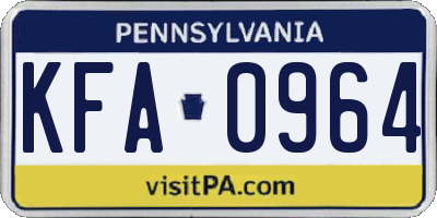 PA license plate KFA0964