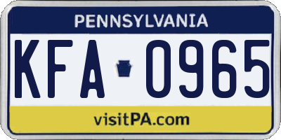 PA license plate KFA0965