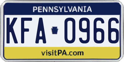 PA license plate KFA0966