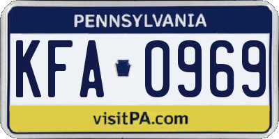PA license plate KFA0969