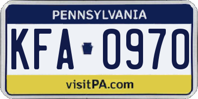 PA license plate KFA0970