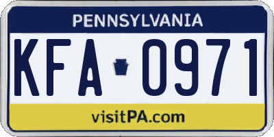 PA license plate KFA0971