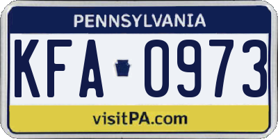 PA license plate KFA0973