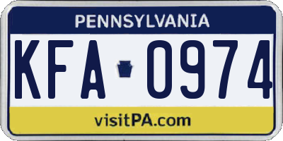 PA license plate KFA0974