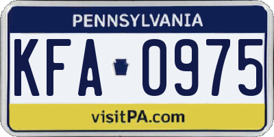 PA license plate KFA0975
